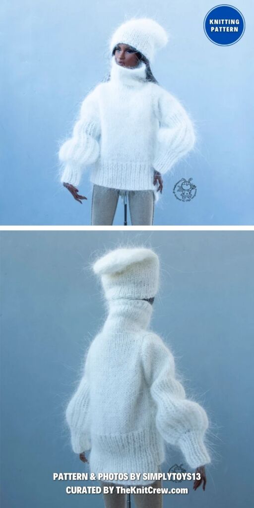 Puff Sleeve Sweater Knitting Pattern for Dolls - 13 Adorable Knitted Doll Clothes Patterns