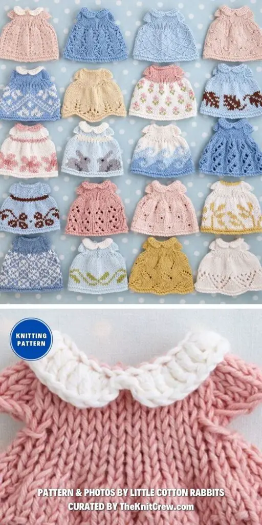 Small Dresses knitting Pattern - 13 Adorable Knitted Doll Clothes Patterns