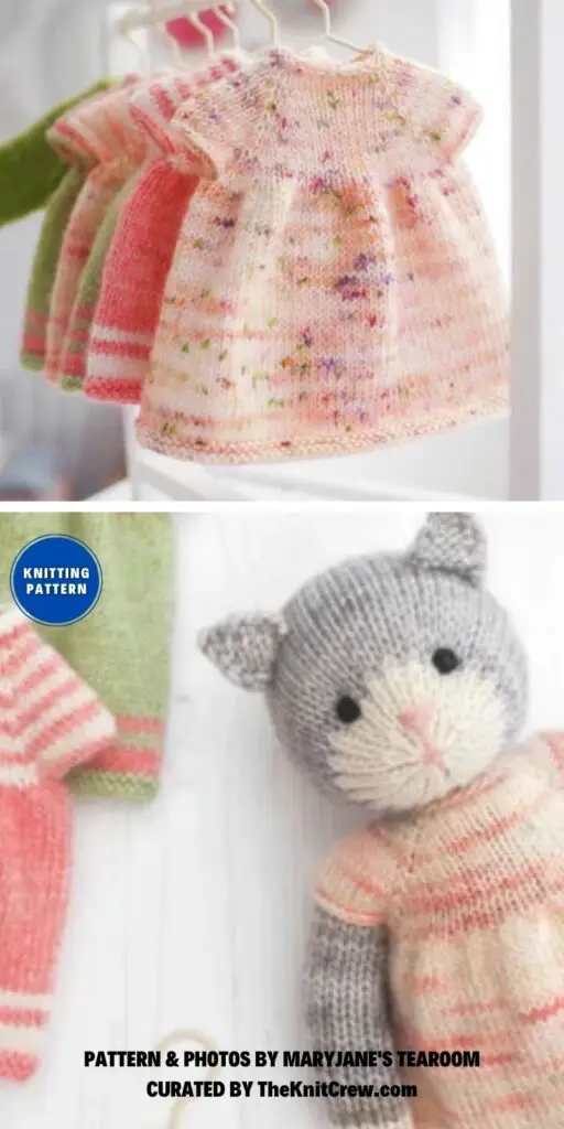 Tearoom Dresses Knitting Pattern - 13 Adorable Knitted Doll Clothes Patterns