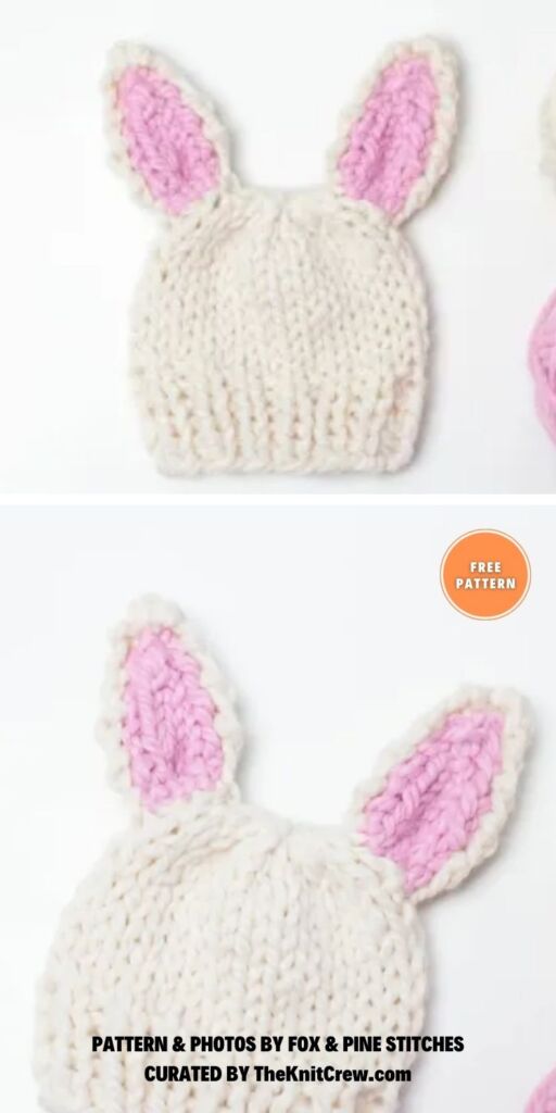 Two Tone Bunny Ears Hat Knitting Pattern - 11 Cute Bunny Hat Knitting Patterns