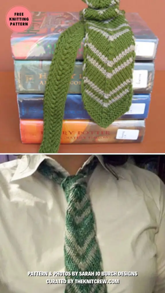 10. Hogwarts House Tie - Surprise Dad With A Knitted Necktie_ 11 Free Patterns to Choose From - The Knit Crew