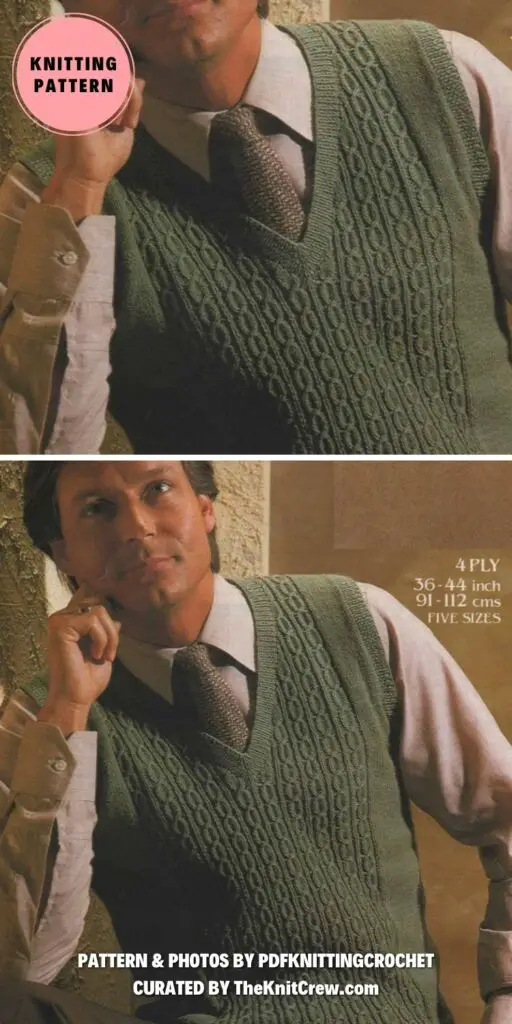 10. Mens Pullover Knitting Pattern - 16 Classic Knitted Men's Vest Patterns - The Knit Crew