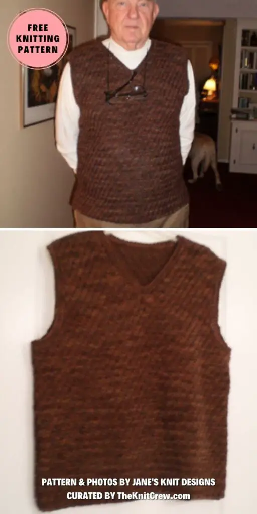 11. No Vest for Old Men - 16 Classic Knitted Men's Vest Patterns - The Knit Crew
