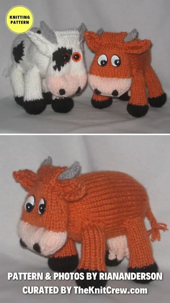 11. Toy Cow - 11 Knitted Cow Toys Patterns Perfect for Farm Animal Lovers - The Knit Crew