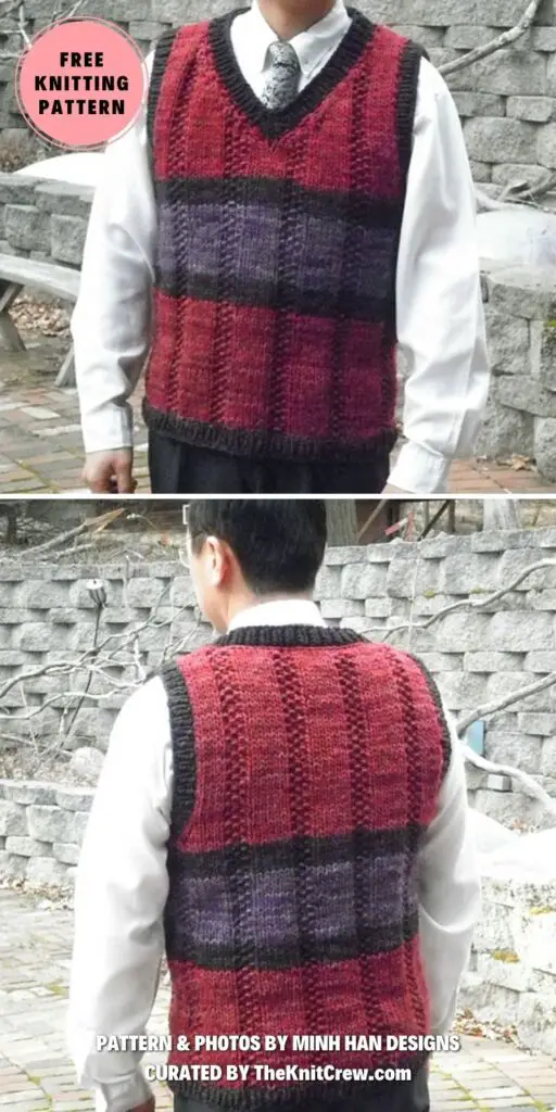 16. Super Chunky Seeded Column Vest - 16 Classic Knitted Men's Vest Patterns - The Knit Crew