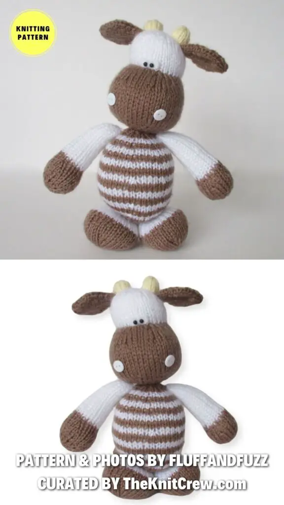 3. Milkshake the Cow - 11 Knitted Cow Toys Patterns Perfect for Farm Animal Lovers - The Knit Crew