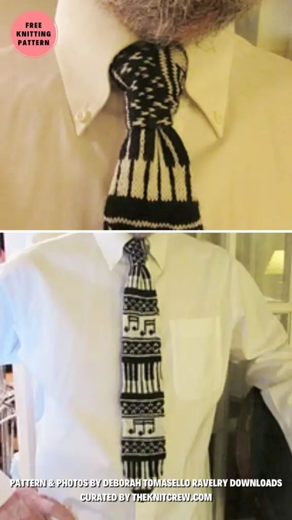 3. Musica_ The Tie - Surprise Dad With A Knitted Necktie_ 11 Free Patterns to Choose From - The Knit Crew
