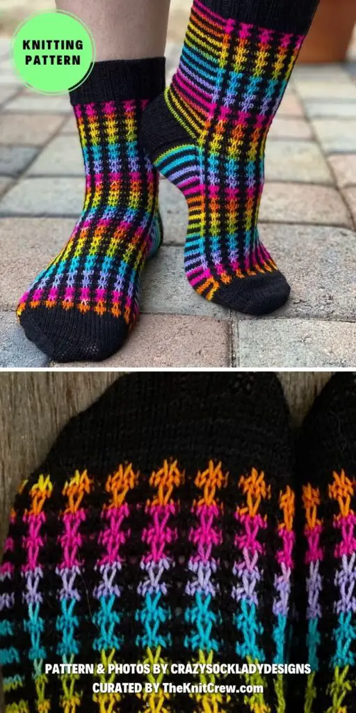 3. Rainbow Connection Socks - 15 Warm Knitted Rainbow Socks Patterns - The Knit Crew