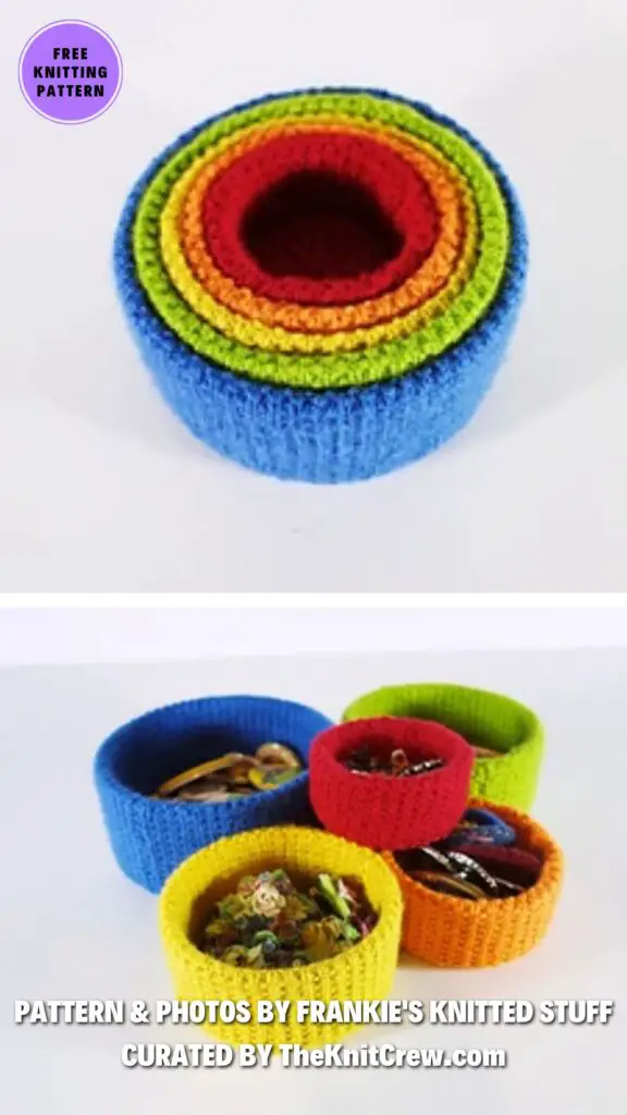 3. Round Nesting Boxes - Get Organized with These 6 Free Knitted Nesting Bowls Patterns - The Knit Crew