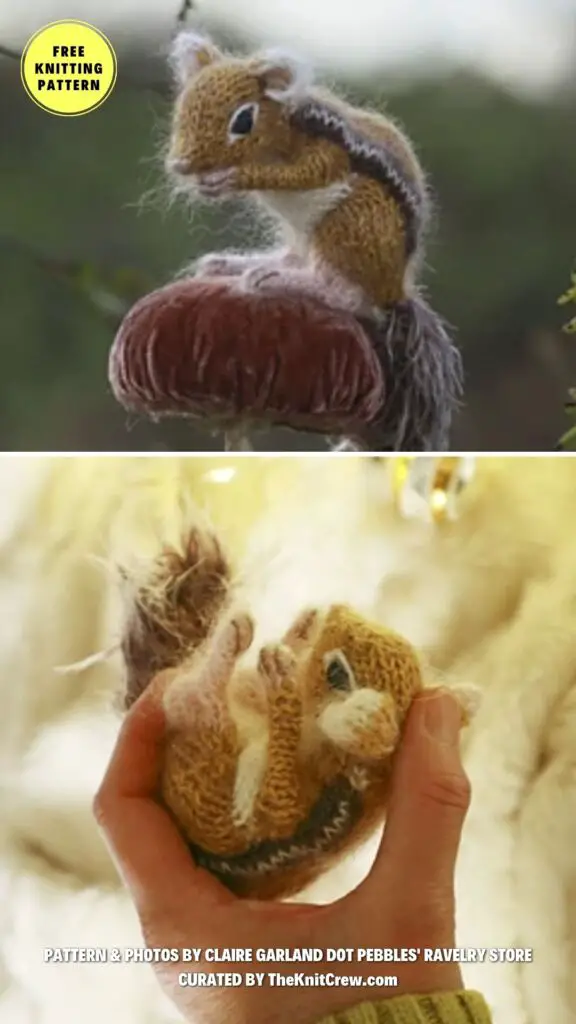 4. Chipmunk - Get Cozy With These 12 Adorable Knitted Squirrels Patterns - The Knit Crew