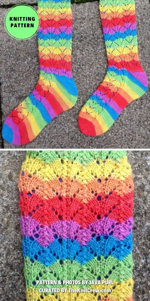 5. Catch the Rainbow Socks - 15 Warm Knitted Rainbow Socks Patterns - The Knit Crew