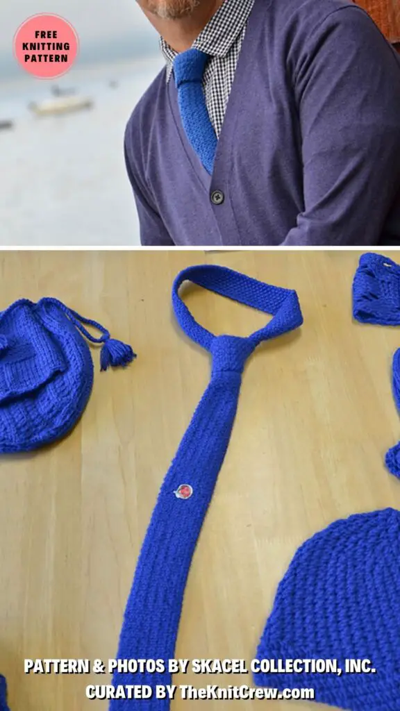 5. Linen Stitch Tie - Surprise Dad With A Knitted Necktie_ 11 Free Patterns to Choose From - The Knit Crew