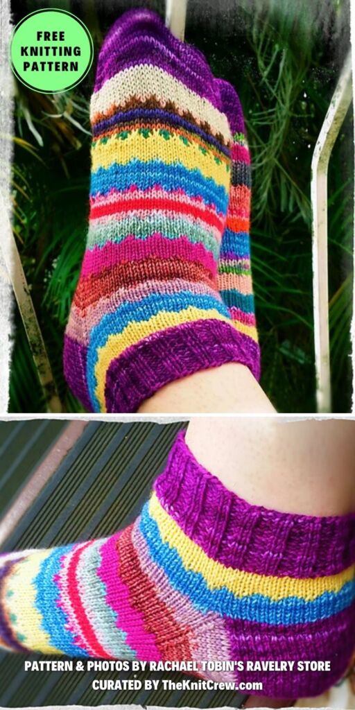 6. Molly's Magical Socks - 15 Warm Knitted Rainbow Socks Patterns - The Knit Crew