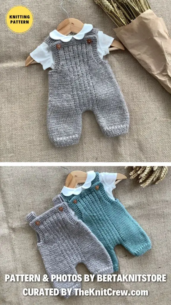 7. Grey Overalls Knitting Pattern - 12 Adorable Knitted Baby Clothes Patterns Perfect for Any Season