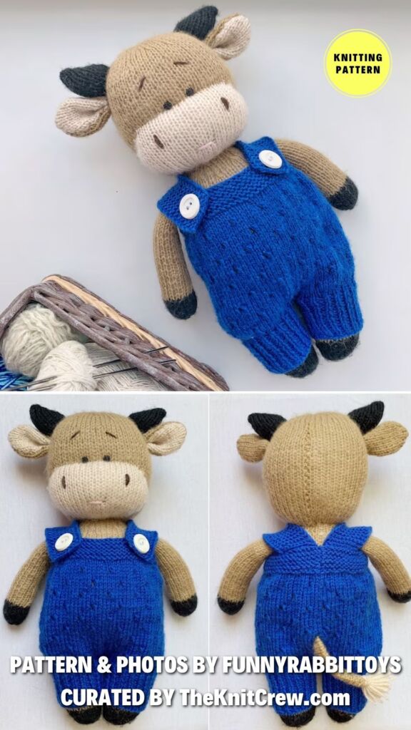 8. Bull Toy - 11 Knitted Cow Toys Patterns Perfect for Farm Animal Lovers - The Knit Crew