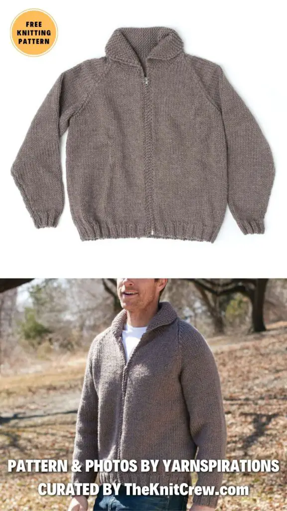 8. PATONS DAD'S ZIP FRONT JACKET - 14 Knitted Father's Day Clothes & Accessories - The Knit Crew