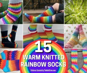 [FACEBOOK POSTER] - 15 Warm Knitted Rainbow Socks Patterns - The Knit Crew