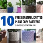 [FB POSTER] - 10 Free Beautiful Knitted Plant Cozy Patterns - The Knit Crew