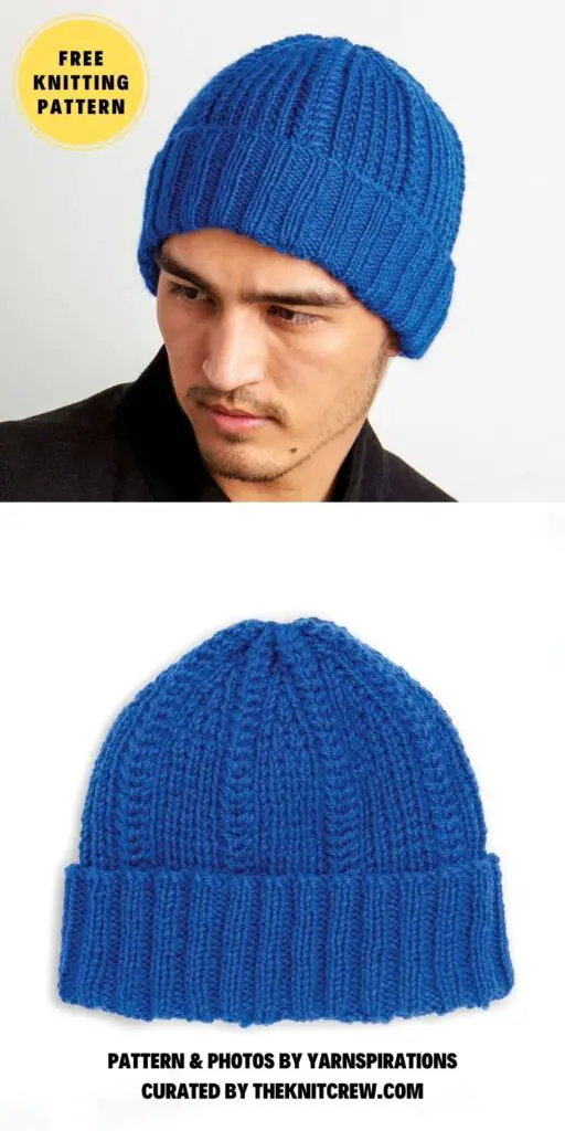 PATONS CABLE AND RIB KNIT HAT - 17 Free Knitted Hats For Men Patterns - The Knit Crew