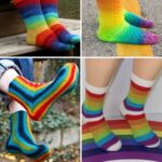 PIN 1 - 15 Warm Knitted Rainbow Socks Patterns - The Knit Crew