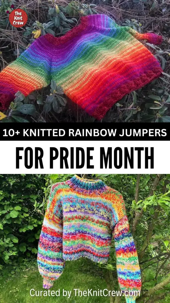PIN 2 - 10+ Knitted Rainbow Jumpers For Pride Month - The Knit Crew