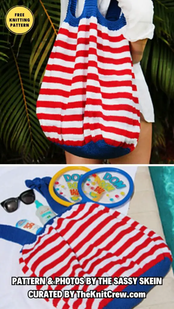 1. 4th of July Beach Ball Bag - 10 Free Patriotic Knitting Patterns For 4th of July - The Knit Crew