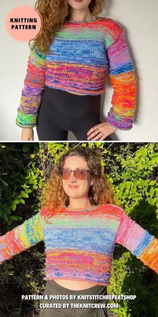 10. Rebecca's Beginner Sweater - 14 Knitted Rainbow Jumpers Patterns - The Knit Crew