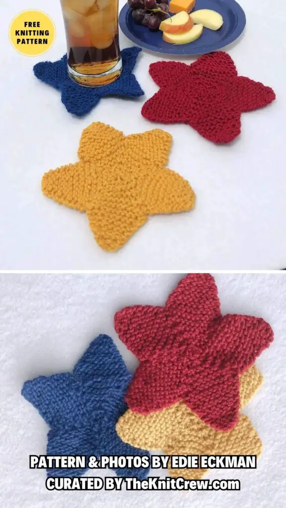 10. Star Coasters - 10 Free Patriotic Knitting Patterns For 4th of July - The Knit Crew