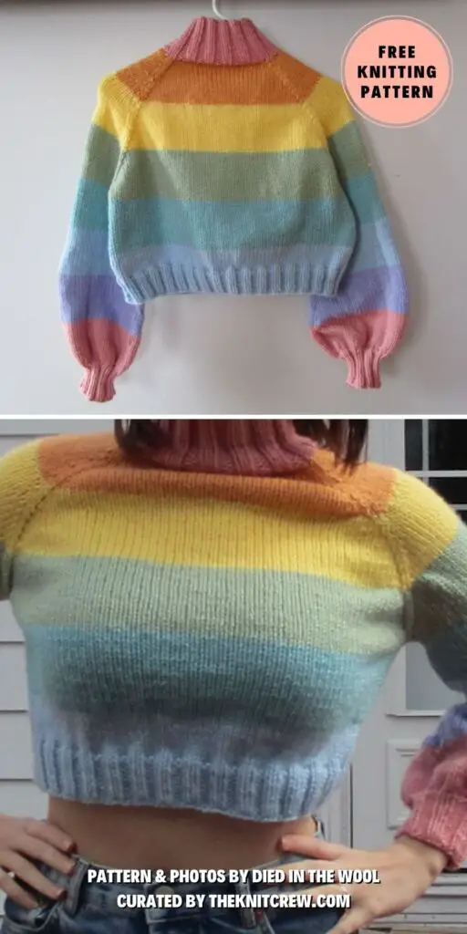 11. PASTEL RAINBOW PULLOVER - 14 Knitted Rainbow Jumpers Patterns - The Knit Crew
