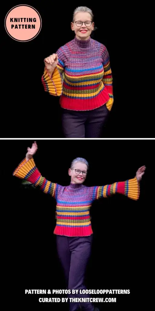 12. colour block jumper sweater - 14 Knitted Rainbow Jumpers Patterns - The Knit Crew