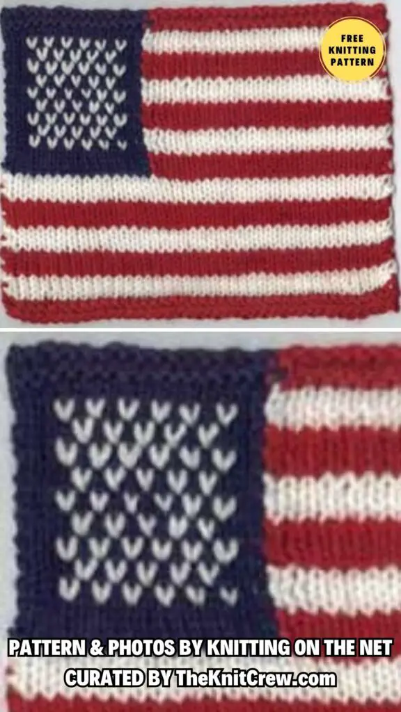 2. Knitted American Flag - 10 Free Patriotic Knitting Patterns For 4th of July - The Knit Crew