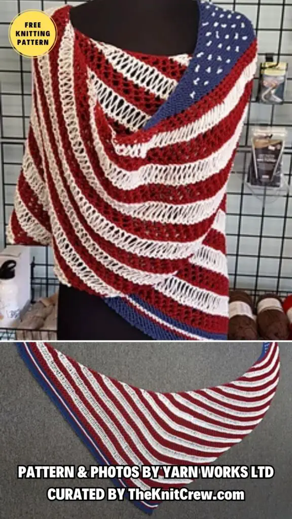 4. American Flag Shawl - 10 Free Patriotic Knitting Patterns For 4th of July - The Knit Crew