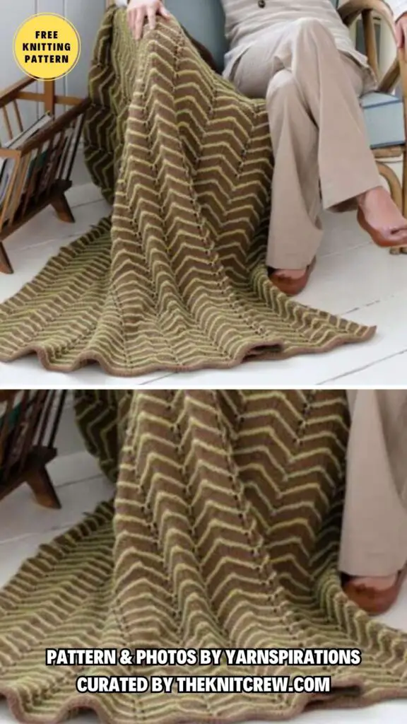 4. RED HEART ZIGZAG EASE THROW - 11 Gorgeous & Cozy Zigzag Knitted Blankets Patterns - The Knit Crew
