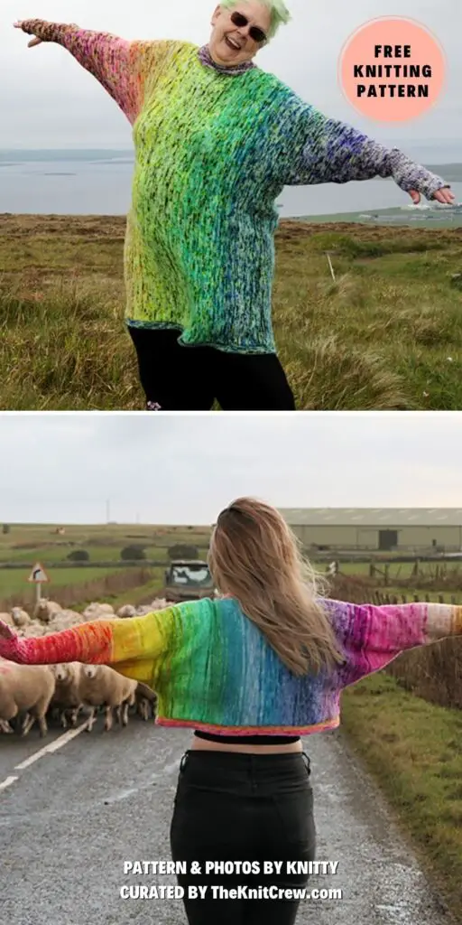 4. Wideford - 14 Knitted Rainbow Jumpers Patterns - The Knit Crew