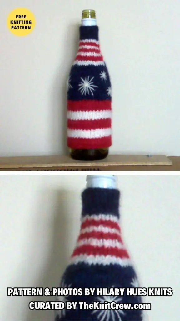 5. Festive Fourth Felted Wine Bottle Cozy - 10 Free Knitted Table Decors to Make Your 4th of July Festive - The Knit Crew