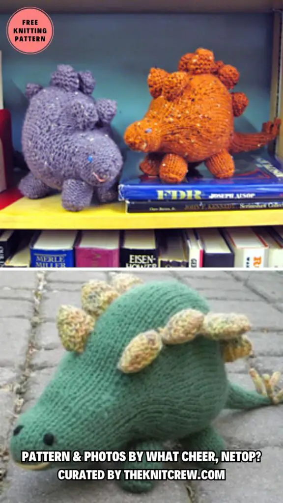 6. Knitted Stegosaurus - Make Your Own Jurassic Park_ 11 Knitted Dinosaur Patterns - The Knit Crew