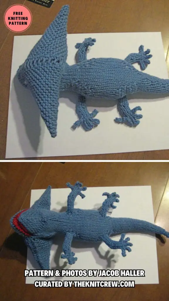 8. Knitted Diplocaulus Pattern - Make Your Own Jurassic Park_ 11 Knitted Dinosaur Patterns - The Knit Crew