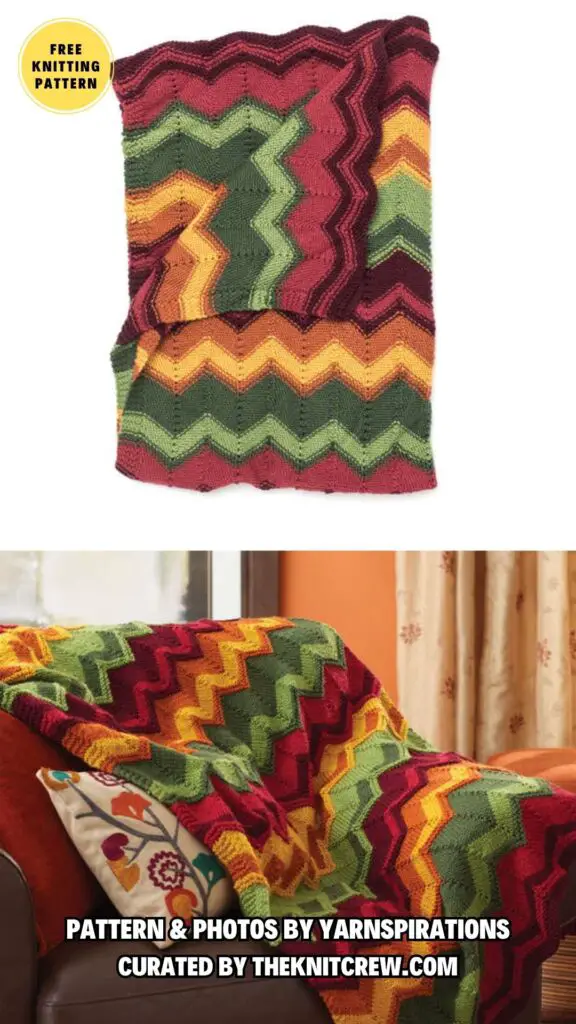 8. PATONS SPICY CHEVRON BLANKET - 11 Gorgeous & Cozy Zigzag Knitted Blankets Patterns - The Knit Crew