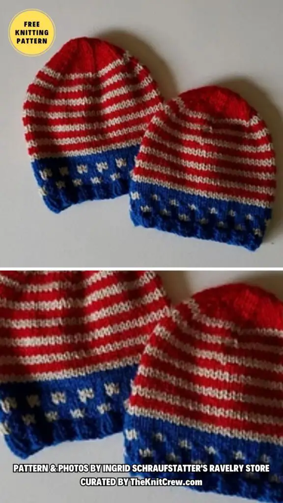 9. Baby hat for 4th of July - 10 Free Patriotic Knitting Patterns For 4th of July - The Knit Crew