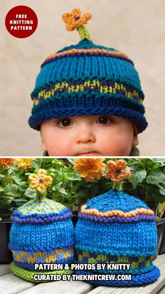 10. Flower Power - 11 Knitted Baby Hat Patterns to Keep Your Loved One Warm - The Knit Crew