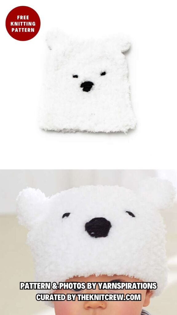 11. BERNAT LI'L POLAR BEAR HAT - 11 Knitted Baby Hat Patterns to Keep Your Loved One Warm - The Knit Crew