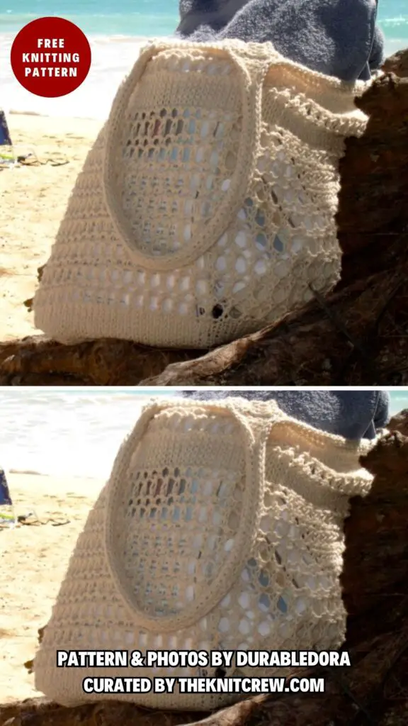 3. Not A Sandy Bottom - 8 Knitted Summer Beach Bag Patterns For Your Vacation - The Knit Crew