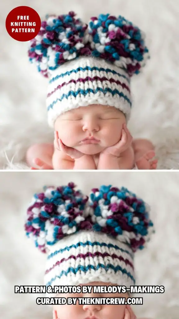 3. Snow Bunny Pom Hat Knit Pattern - 11 Knitted Baby Hat Patterns to Keep Your Loved One Warm - The Knit Crew