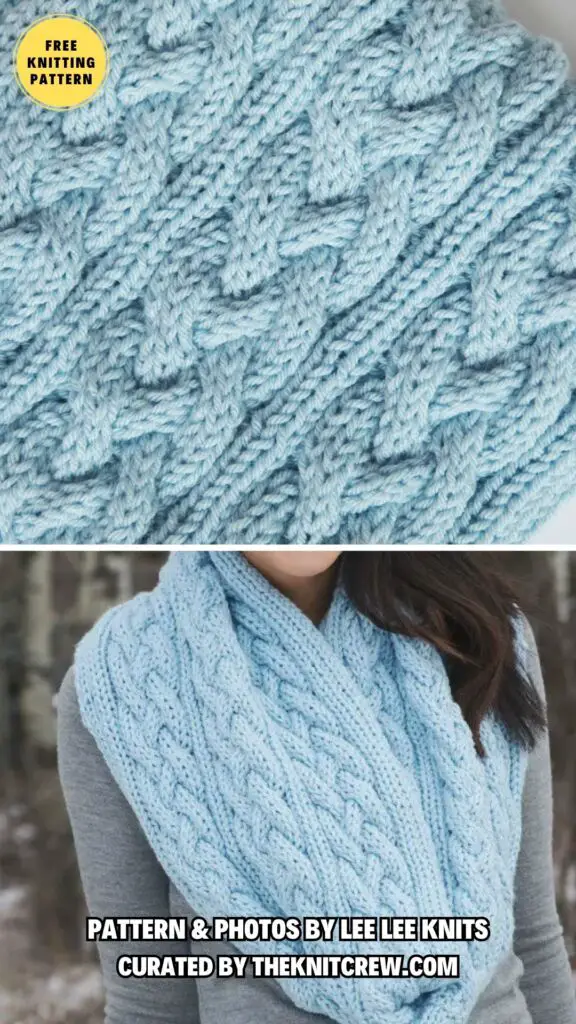 4. CABLE KNIT SCARF PATTERN WITH BRAIDED CABLES - 11 Free Knitting Infinity Scarves Patterns To Wear All Year Round - The Knit Crew