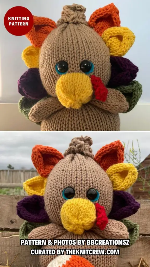 6. Gilbert The Turkey - 10 Fun Animal Doll Knitting Patterns For Your Little Ones - The Knit Crew