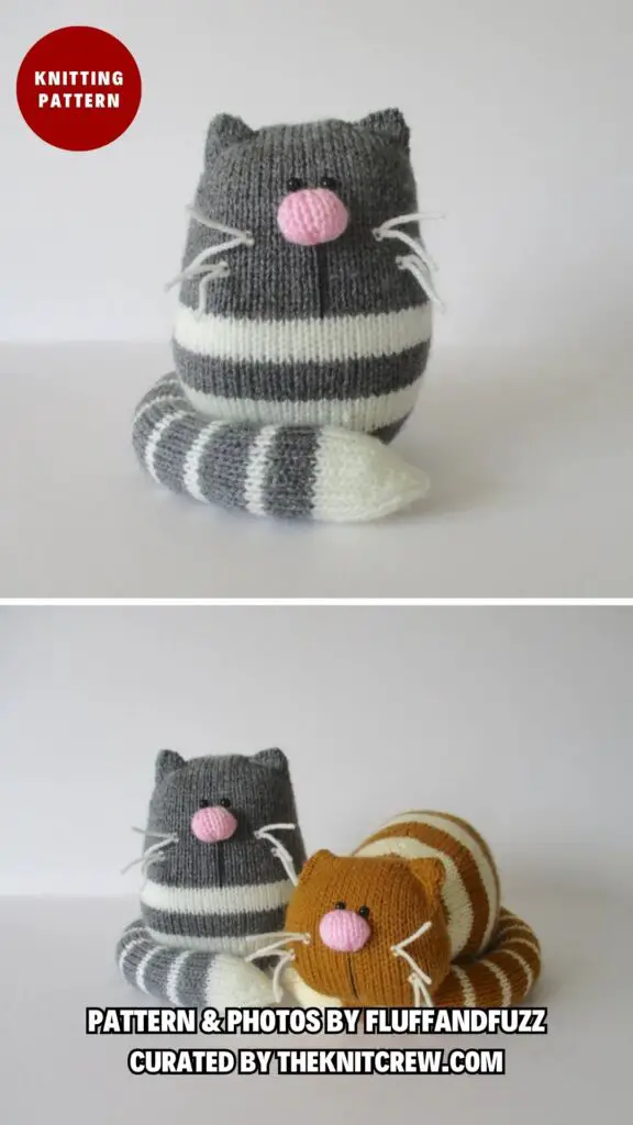 9. Ginger and Smudge toy cats - 10 Fun Animal Doll Knitting Patterns For Your Little Ones - The Knit Crew