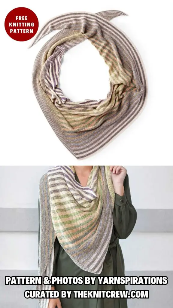2. RED HEART SHIFTING STRIPES SHAWL - 15 Gorgeous Knitting Patterns for Triangle Shawls - The Knit Crew