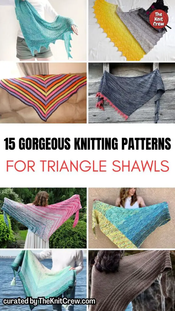 PIN 1 - 15 Gorgeous Knitting Patterns for Triangle Shawls - The Knit Crew