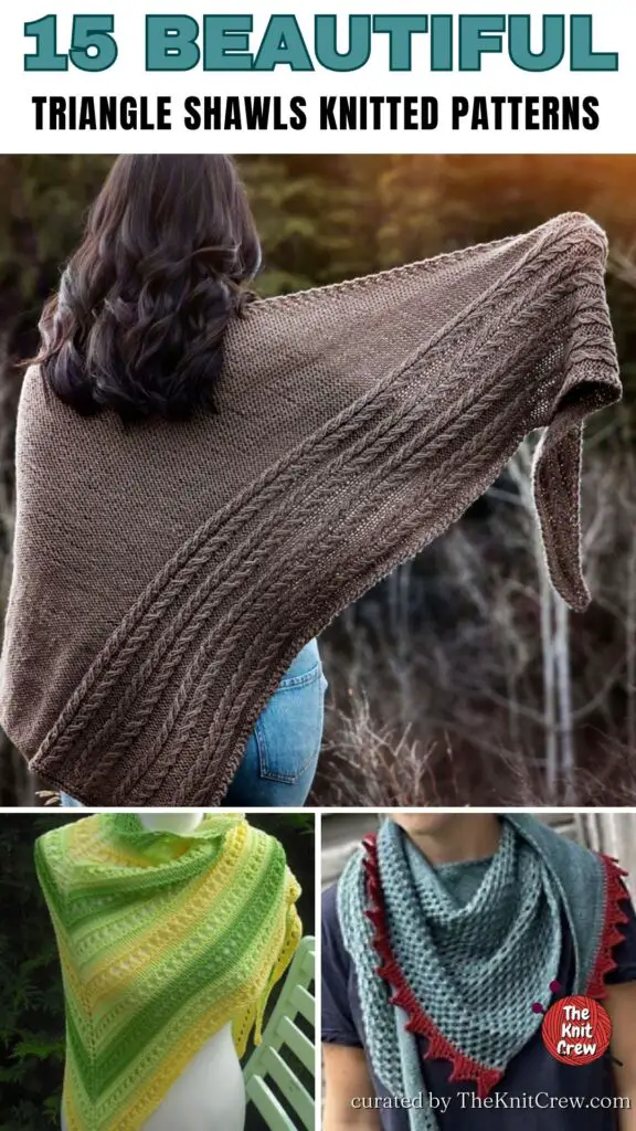 PIN 2 - 15 Beautiful Triangle Shawls Knitted Patterns - The Knit Crew