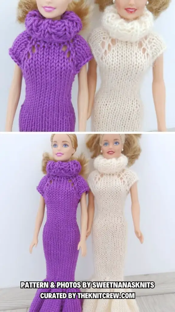 1. Barbie Elegant Dress - 13 Stylish Knitted Barbie Doll Clothes Patterns - The Knit Crew